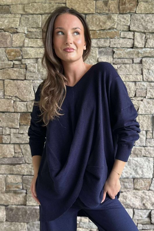 Elbury Twist & Bloom Luxury Knit Co Ord Set Navy